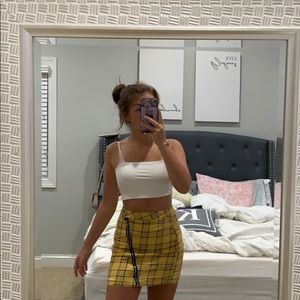 Yellow Plaid Tight Skirt